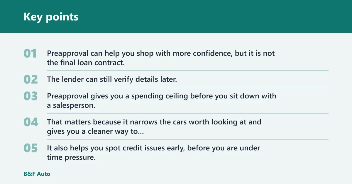 Key points: What auto loan preapproval means